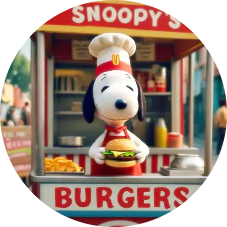atom bio de Snoopy burgers!