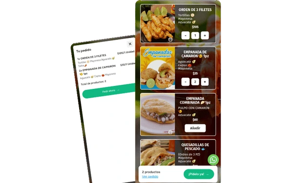 Example of products that lead into WhatsApp order flows