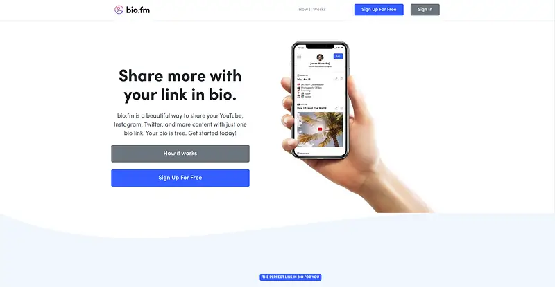 Alternativa a Linktree con Bio.fm y bloques multimedia
