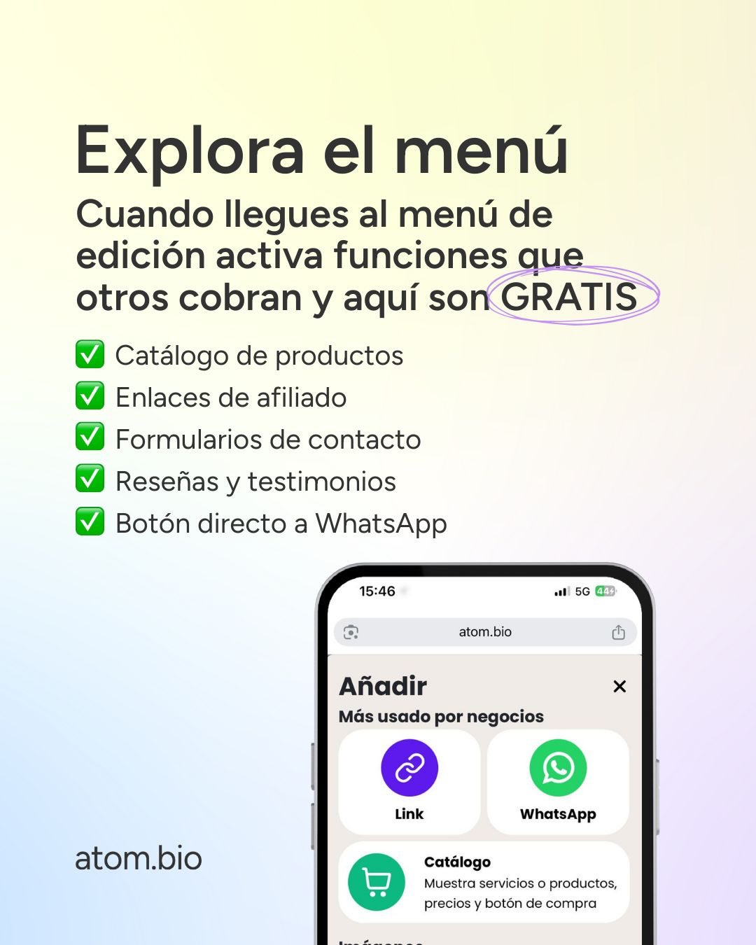 Diseño estratégico de link in bio para WhatsApp, catálogo y QR
