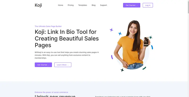 Alternativa a Linktree con Koji para funciones interactivas