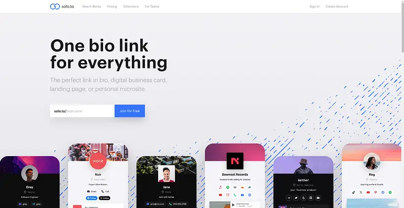 Alternativa a Linktree con Solo.to para páginas simples