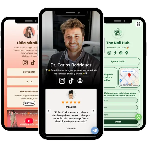 editor móvil de atom.bio para crear una mini web y página de enlaces