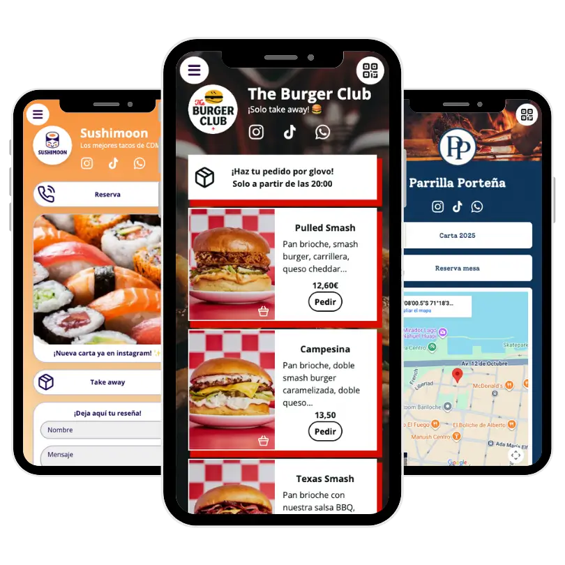 Ejemplo de página web para restaurante creada con atom.bio