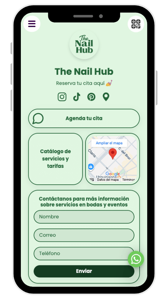 Página de uñas — servicios, mapa y formulario